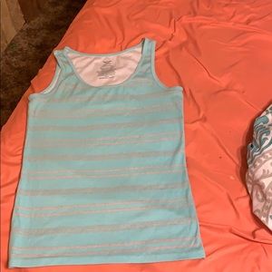 Faded glory blue and grey striped tank top
